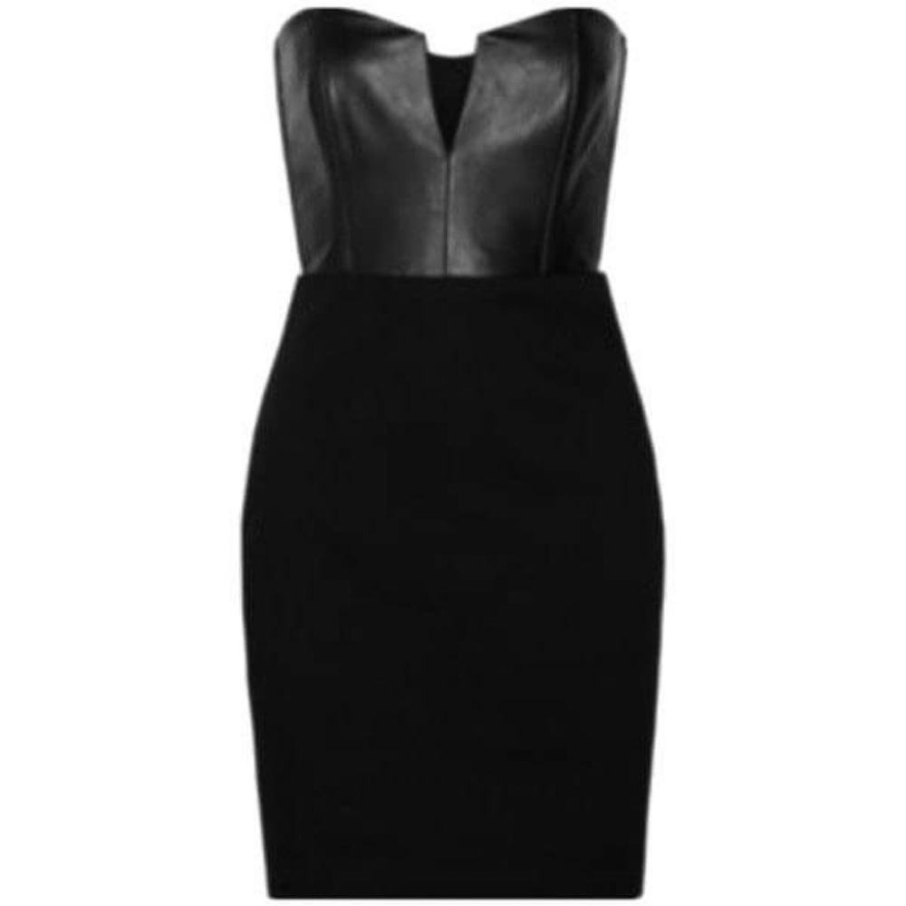 Mason Black Strapless Lambskin Mini Dress 0 - Picture 1 of 9
